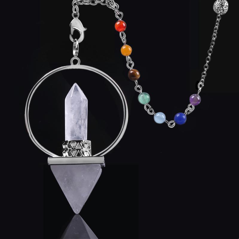 Reiki Healing Crystal Point 7 Chakra Pendulum Pendulum