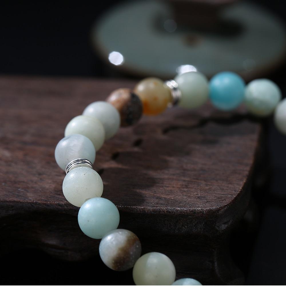 ROXY Matte Amazonite Beads Lotus Charm Mala Bracelet Bracelet
