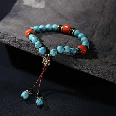 ROXY Natural Turquoise Bead Wrist Mala Bracelet Bracelet