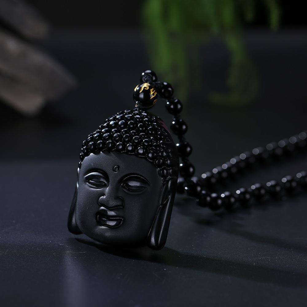 ROXY Obsidian Gautama Buddha Pendant Necklace Necklace