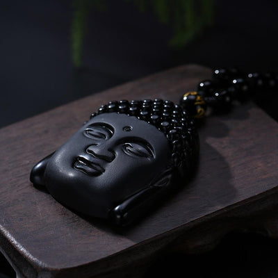 ROXY Obsidian Gautama Buddha Pendant Necklace Necklace