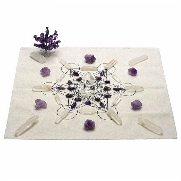Sacred Geometry Crystal Grid Altar Cloth Tapestry