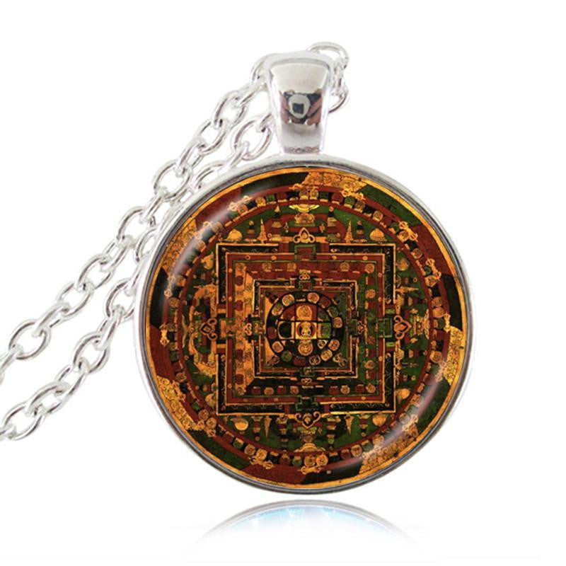 Sacred Geometry Sri Yantra Pendant Necklaces Style 2 Silver / 45cm Necklace