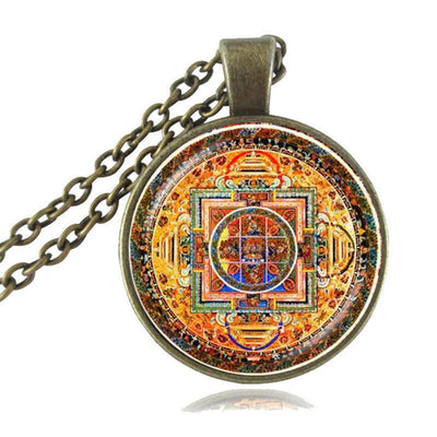 Sacred Geometry Sri Yantra Pendant Necklaces Style 4 Bronze / 45cm Necklace