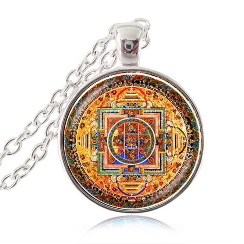 Sacred Geometry Sri Yantra Pendant Necklaces Style 4 Silver / 45cm Necklace
