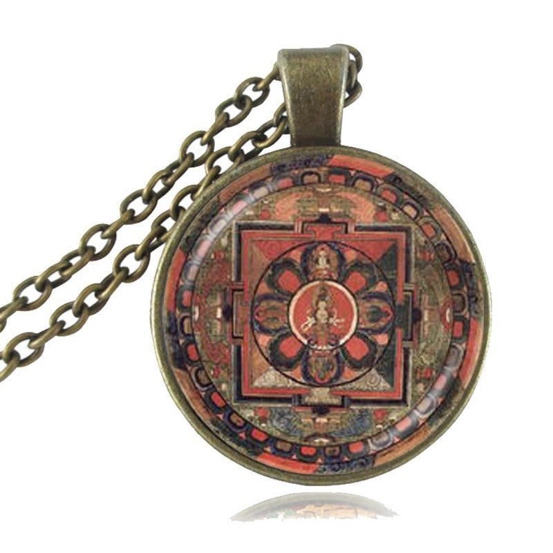 Sacred Geometry Sri Yantra Pendant Necklaces Style 5 Bronze / 45cm Necklace