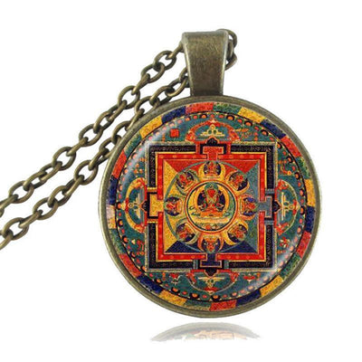 Sacred Geometry Sri Yantra Pendant Necklaces Style 6 Bronze / 45cm Necklace