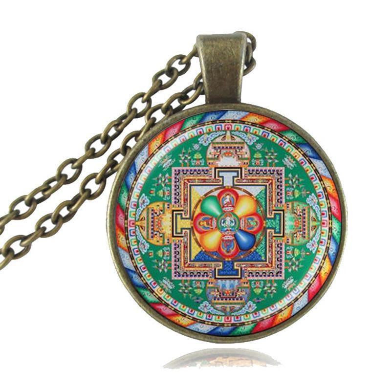 Sacred Geometry Sri Yantra Pendant Necklaces Style 9 Bronze / 45cm Necklace