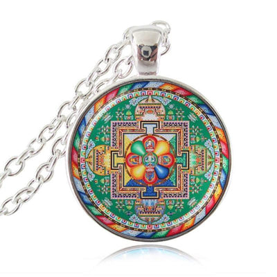Sacred Geometry Sri Yantra Pendant Necklaces Style 9 Silver / 45cm Necklace