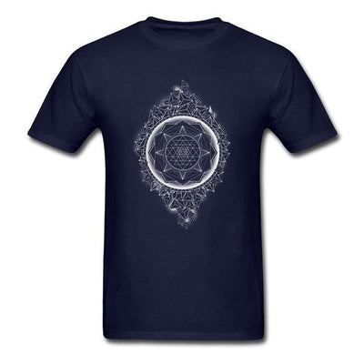 Sacred Geometry Sri Yantra T-shirt Navy Blue / S Clothing