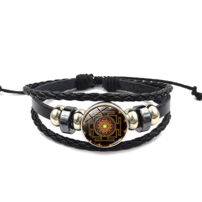 Sacred Sri Yantra Multilayer Leather Bracelet style 1 Bracelet