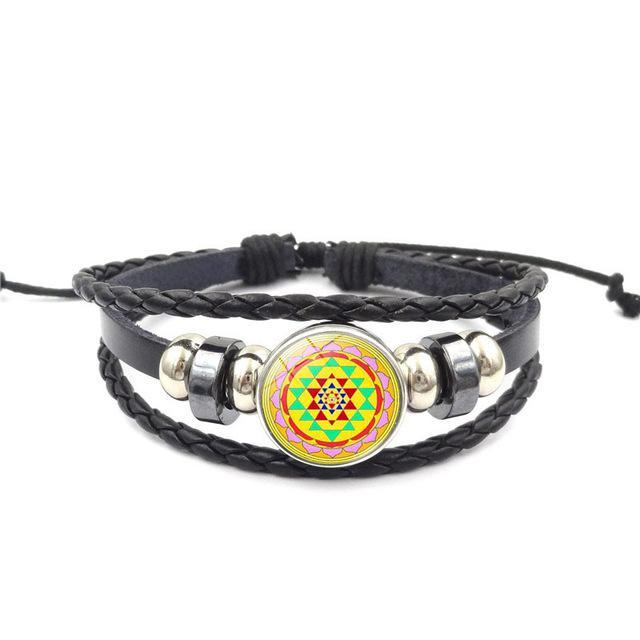 Sacred Sri Yantra Multilayer Leather Bracelet style10 Bracelet