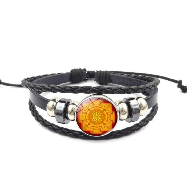 Sacred Sri Yantra Multilayer Leather Bracelet style11 Bracelet