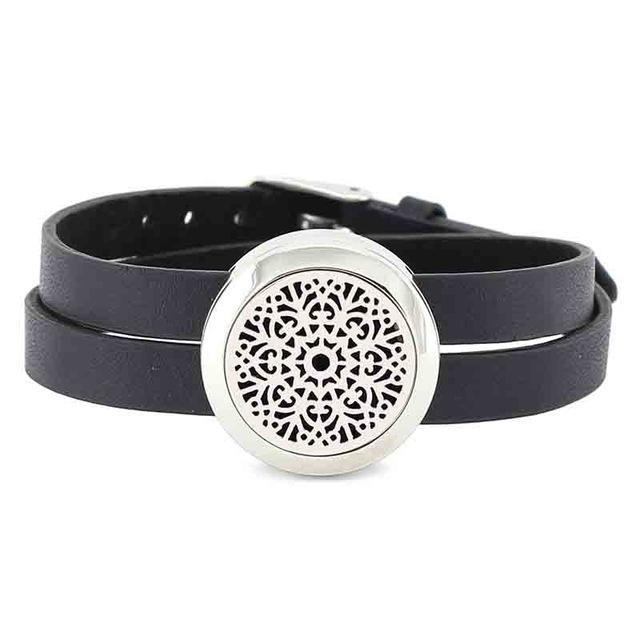 Stainless Steel Aromatherapy Leather Wrap Bracelet Mandala 1 Bracelet