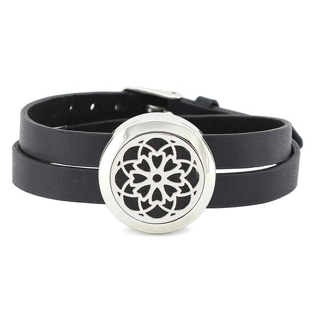 Stainless Steel Aromatherapy Leather Wrap Bracelet Mandala 2 Bracelet