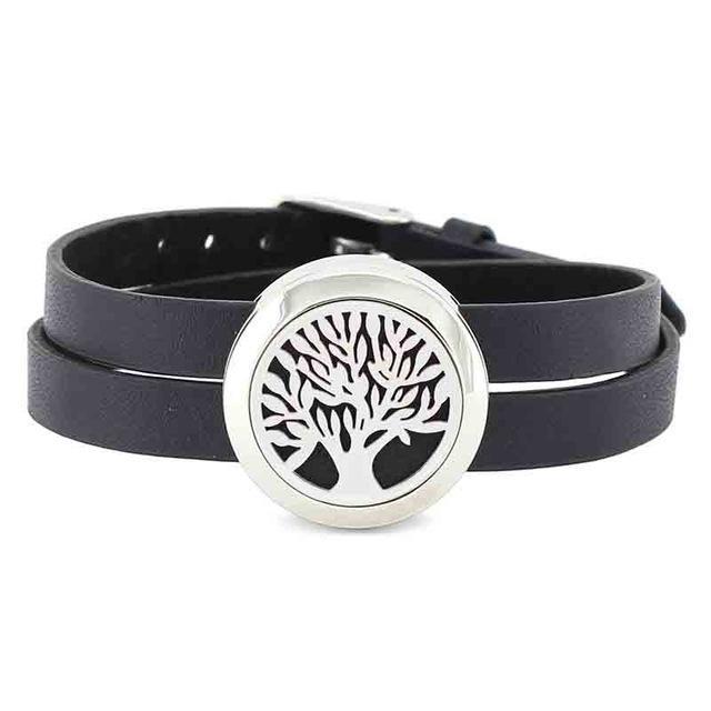 Stainless Steel Aromatherapy Leather Wrap Bracelet Tree of Life 1 Bracelet