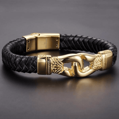 Stainless Steel Aztec Braided Leather Bracelet Gold / Buy 1 - Save 50% Bracelet