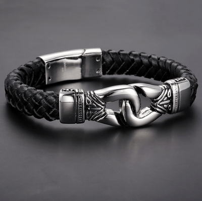 Stainless Steel Aztec Braided Leather Bracelet Silver / Buy 1 - Save 50% Bracelet