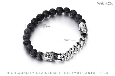 Stainless Steel Buddha Chain Lava Rock Bracelet Bracelet