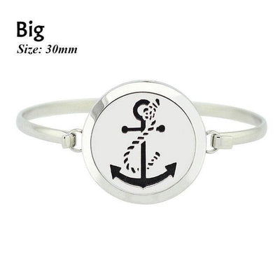 Stainless Steel Essential Oil Aromatherapy Bangle Anchor Big Bracelet