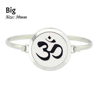 Stainless Steel Essential Oil Aromatherapy Bangle Om Big Bracelet