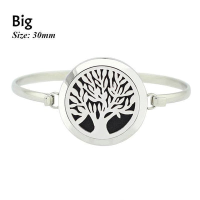 Stainless Steel Essential Oil Aromatherapy Bangle Tree of Life Big Bracelet