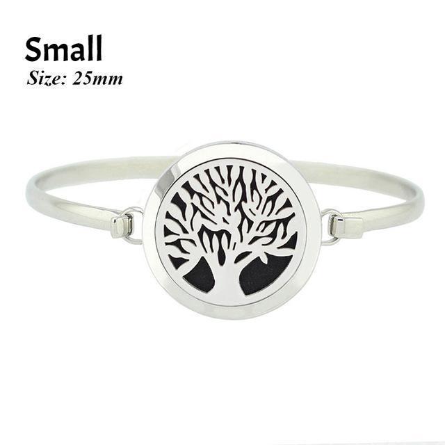Stainless Steel Essential Oil Aromatherapy Bangle Tree of Life Small Bracelet