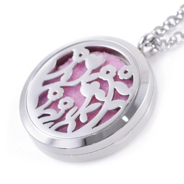 Stainless Steel Essential Oil Diffuser Locket Necklace for Aromatherapy Flowers Diffuser Locket Necklace