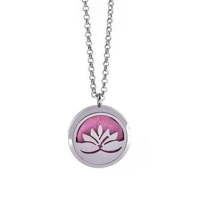 Stainless Steel Essential Oil Diffuser Locket Necklace for Aromatherapy Lotus Diffuser Locket Necklace