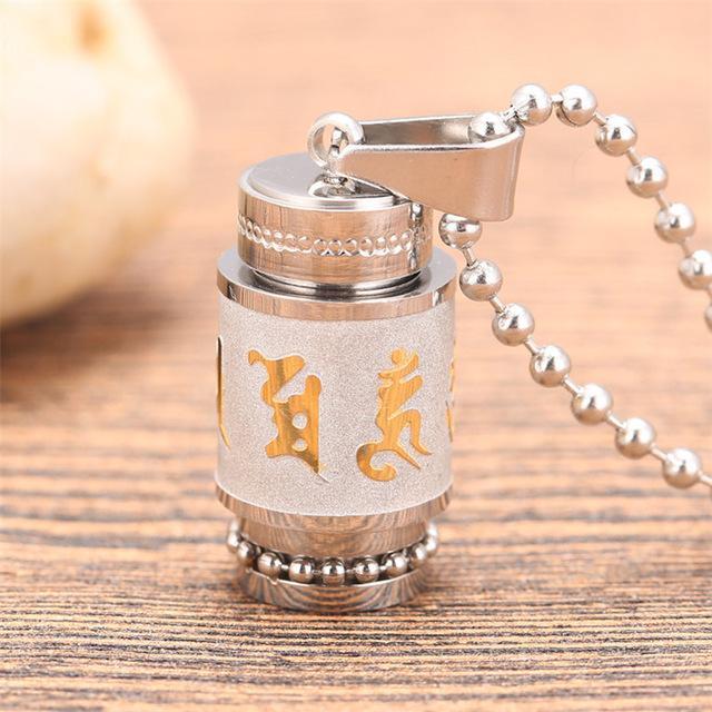 Stainless Steel Prayer Wheel Mantra Necklace Silver Wheel w/ Ball Chain (BIG) Necklace