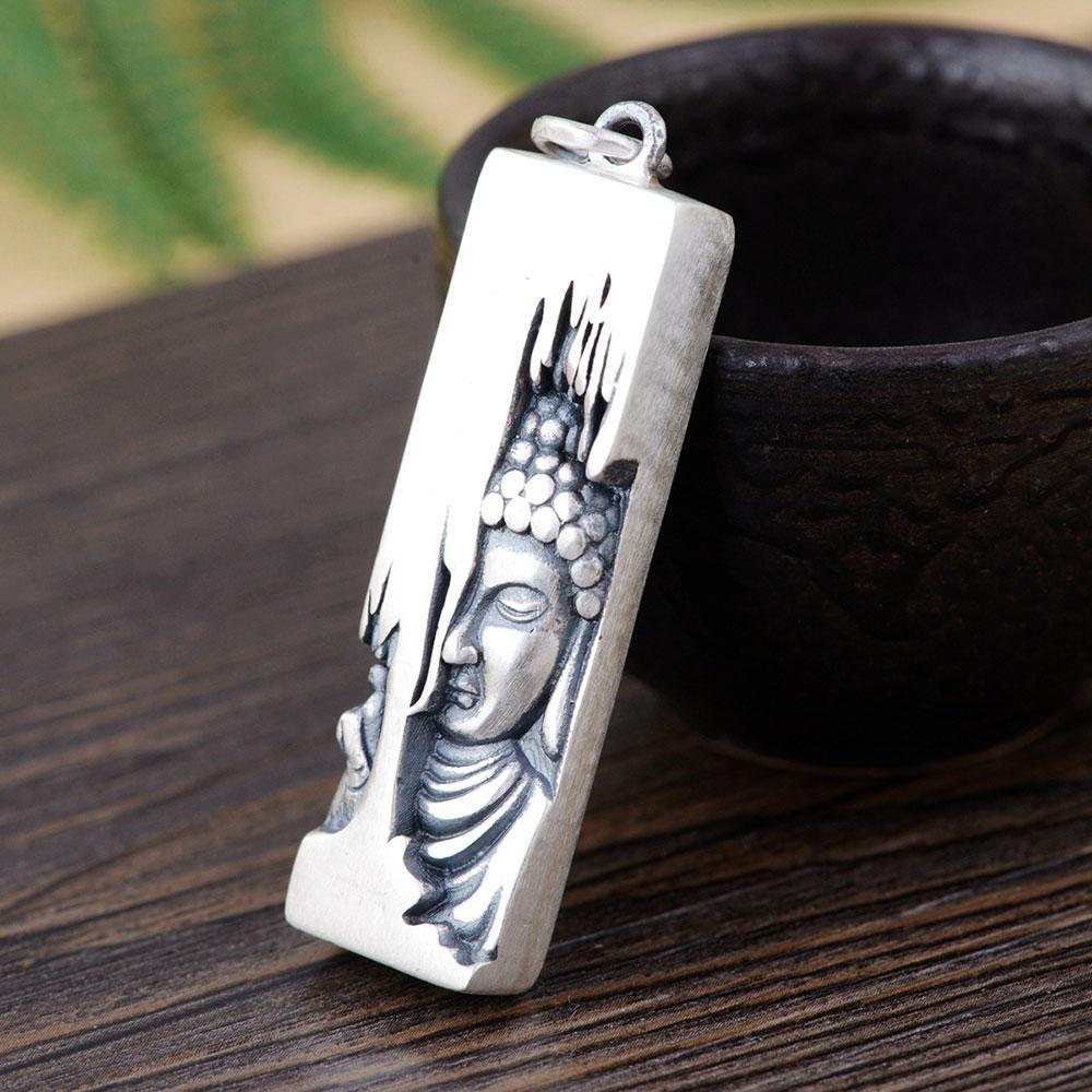 Sterling Silver Buddha Carving Pendant pendant