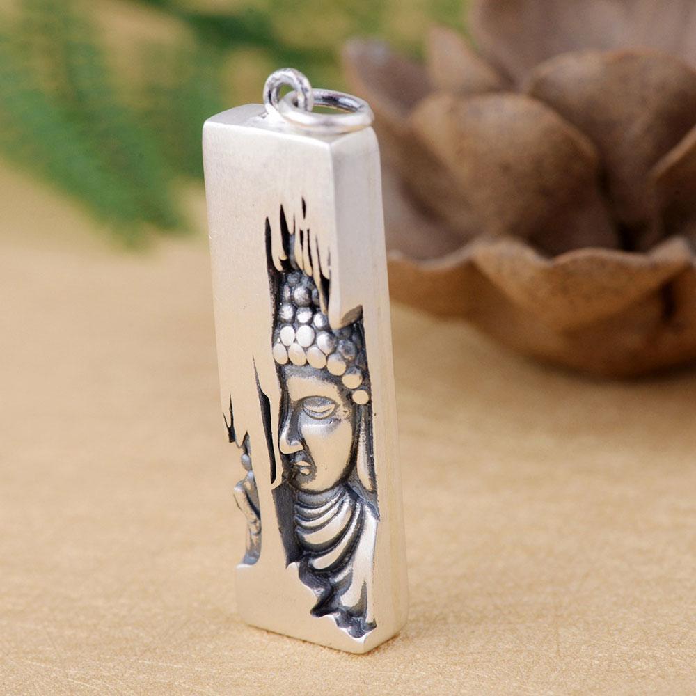 Sterling Silver Buddha Carving Pendant pendant