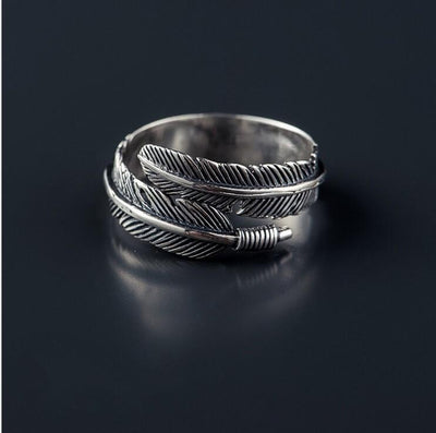 Sterling Silver Feather Open Ring Rings