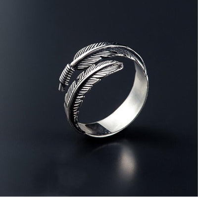 Sterling Silver Feather Open Ring Rings