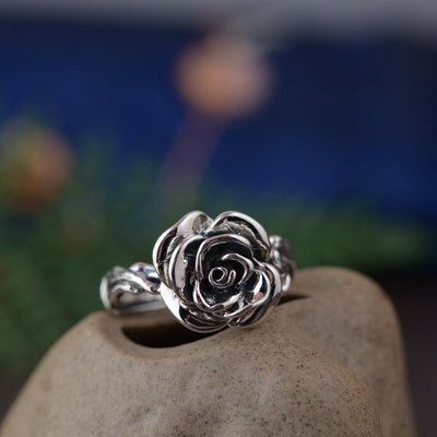 Sterling Silver Vintage Rose Ring Rings