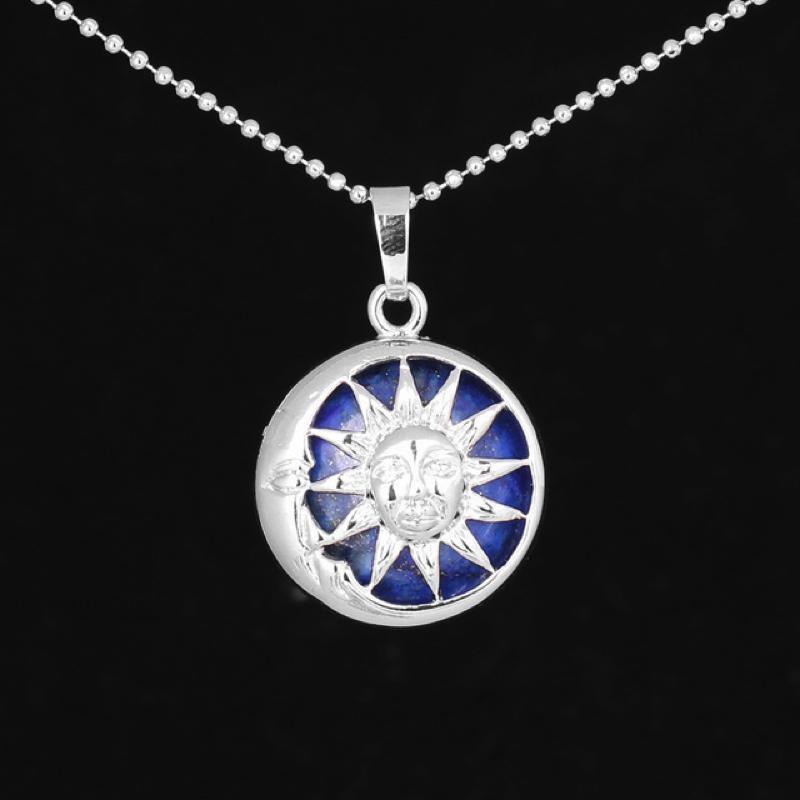 Sun And Moon Healing Stone Openwork Necklace Lapis Lazuli Necklace