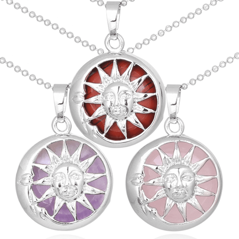 Sun And Moon Healing Stone Openwork Necklace Necklace