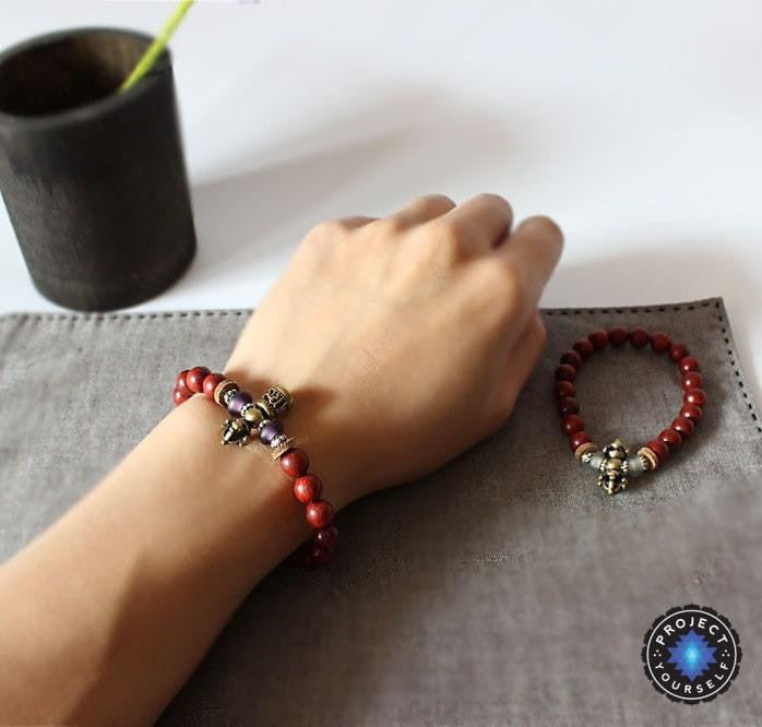Tibetan Ghanta Hand Bell Wood Mala Beads Bracelet Bracelet