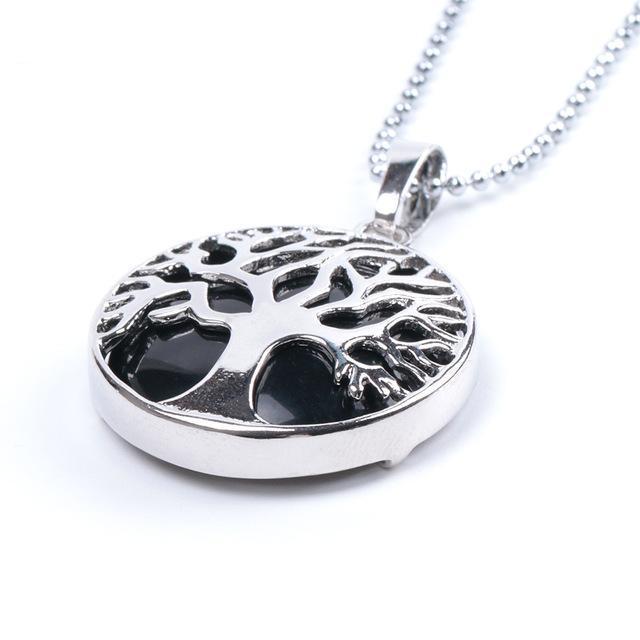 Tree Of Life Healing Stone Openwork Necklace Black Agate Necklace