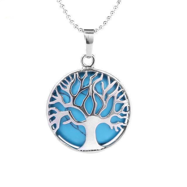 Tree Of Life Healing Stone Openwork Necklace Blue Turquoise Necklace