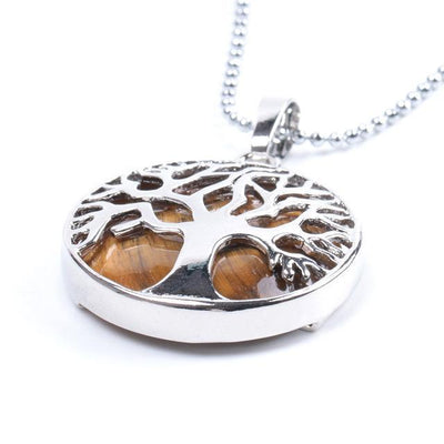 Tree Of Life Healing Stone Openwork Necklace Tiger Eye Necklace