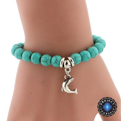 Turquoise Charm Bracelet + Pendant Dolphin Bracelet