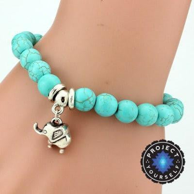 Turquoise Charm Bracelet + Pendant Elephant Bracelet