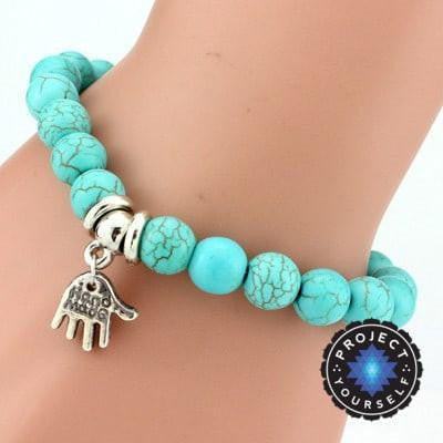 Turquoise Charm Bracelet + Pendant Hand Bracelet