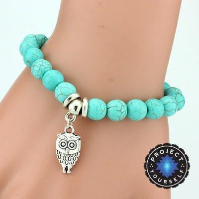 Turquoise Charm Bracelet + Pendant Owl Bracelet