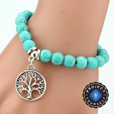 Turquoise Charm Bracelet + Pendant Tree Bracelet