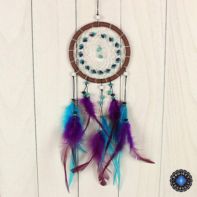 Vibrant Blue & Purple Wicker Dream Catcher With Wood Beads & Turquoise Charm Dreamcatchers