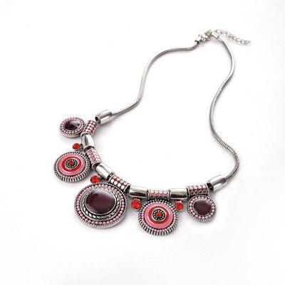 Vintage Bohemian Bead Necklace Red Necklace