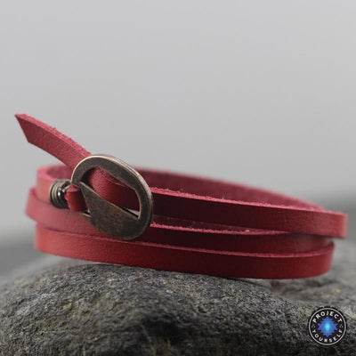 Vintage Multi-Wrap Leather Bracelet Red Bracelet