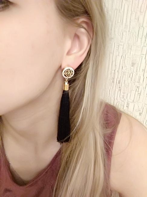 Vintage Rose Crystal Tassel Earrings Earrings